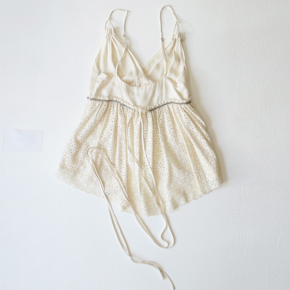 3.1 Phillip Lim Silk Ivory Lace Pleated Ruffle Top - Picture 6 of 8